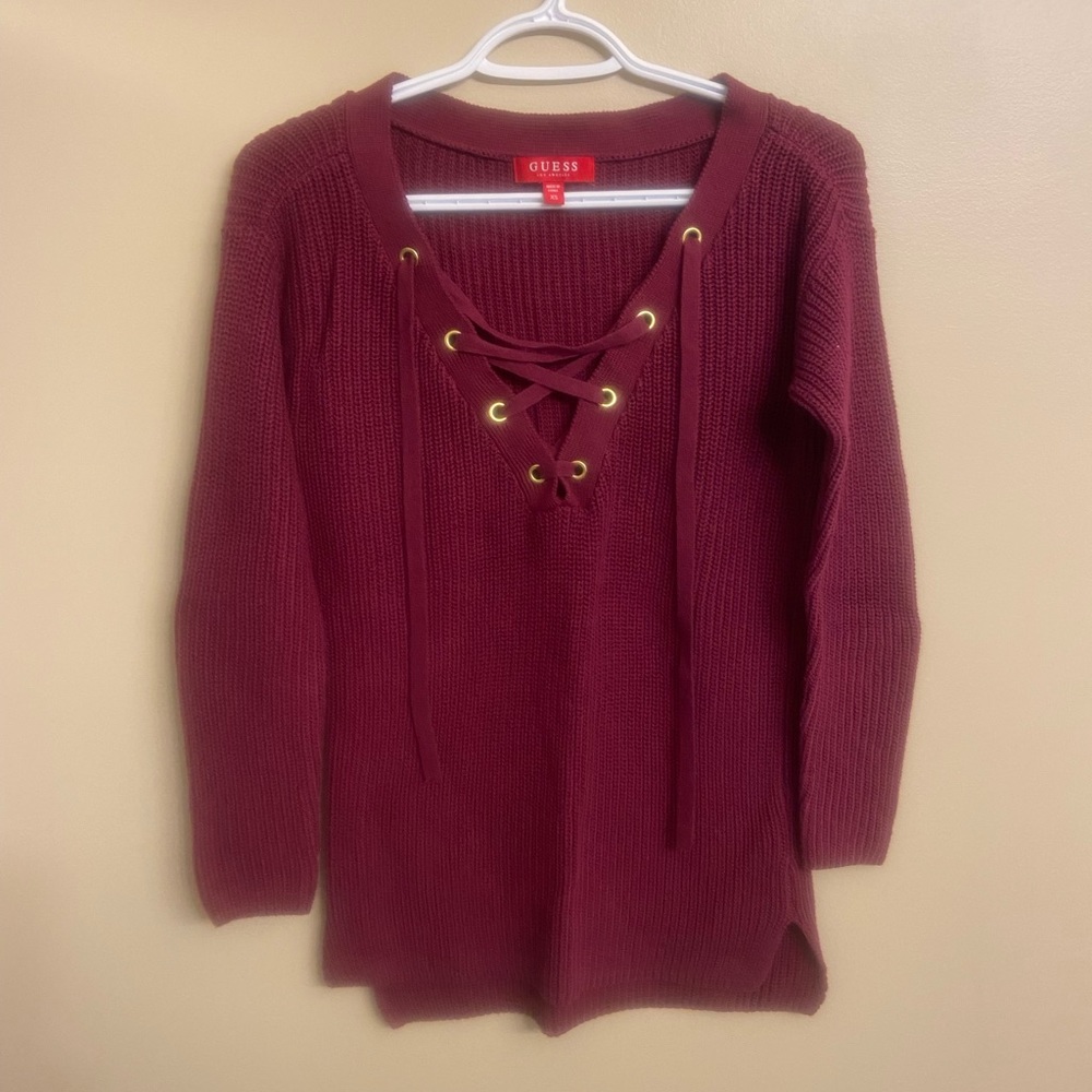 SALE Guess Lace Up Detail Sweater